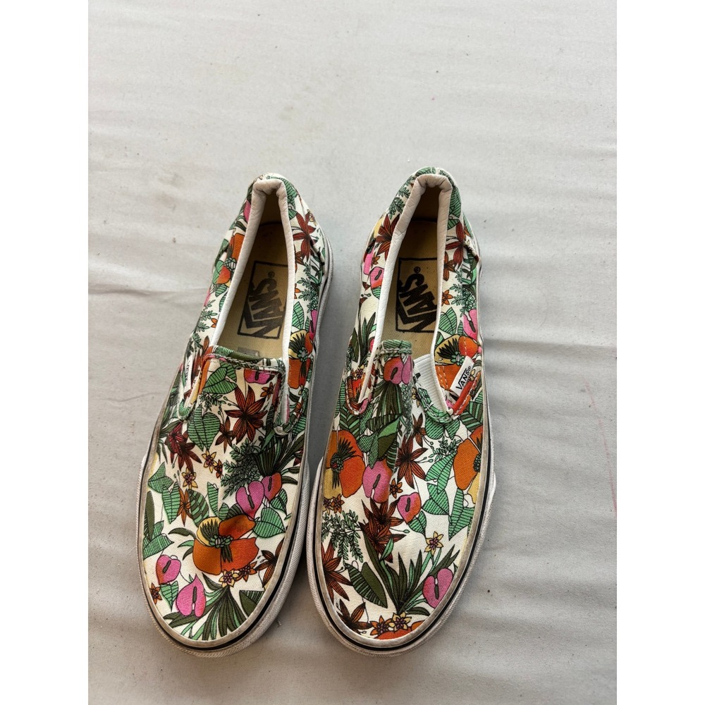 Vans Classic Slip-On Floral Botanical Multi Canvas Sneakers Womens 6 Men 4.5